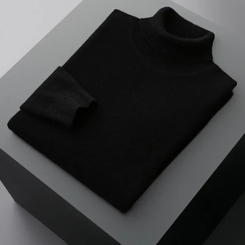 Schicker, dick gewirkter Rollkragenpullover aus Wolle