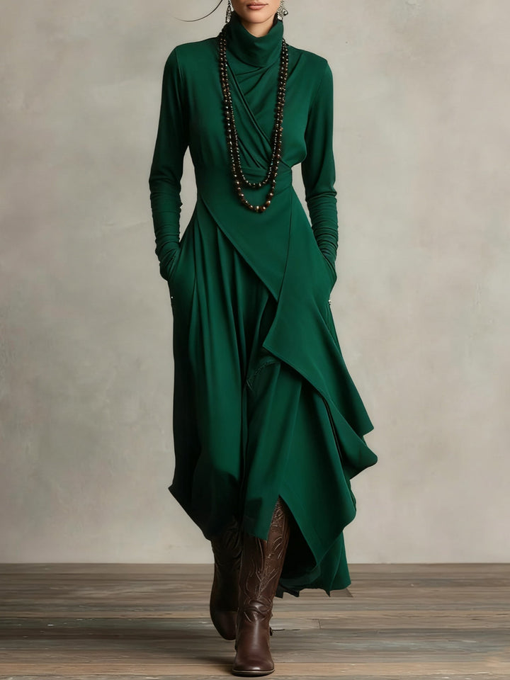 Arielle | Vintage Asymmetrisches Turtleneck Kleid