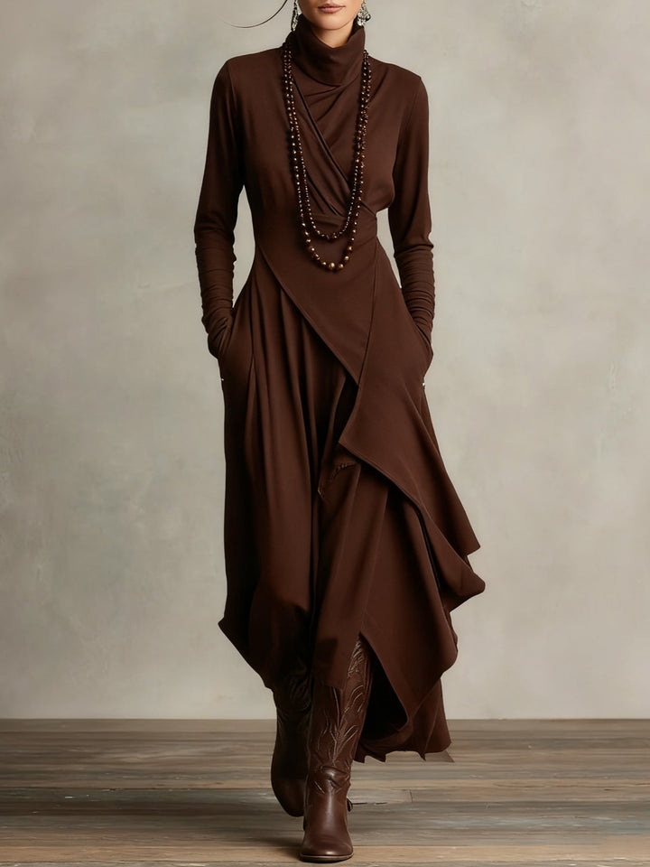 Arielle | Vintage Asymmetrisches Turtleneck Kleid
