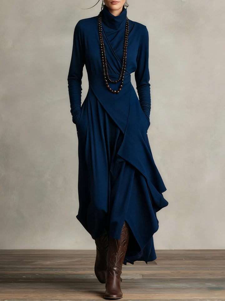 Arielle | Vintage Asymmetrisches Turtleneck Kleid