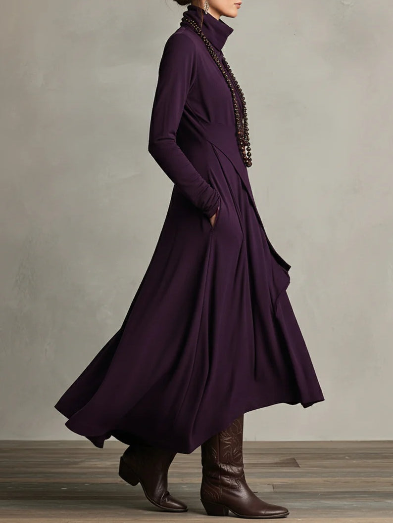 Arielle | Vintage Asymmetrisches Turtleneck Kleid