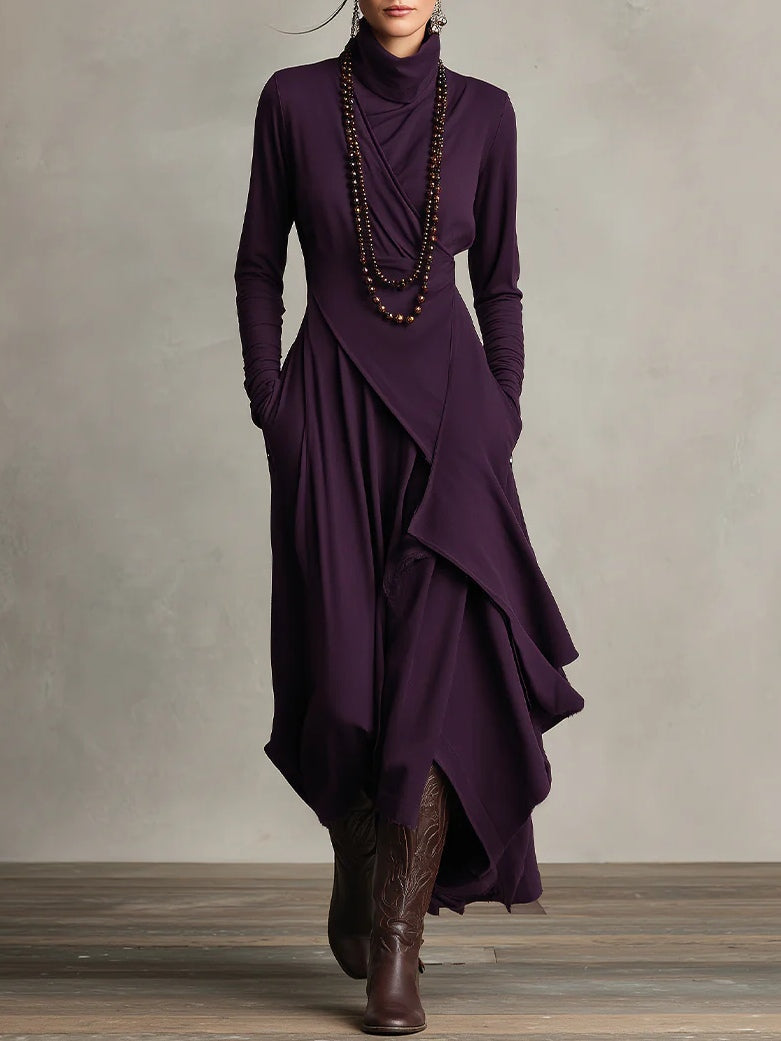 Arielle | Vintage Asymmetrisches Turtleneck Kleid