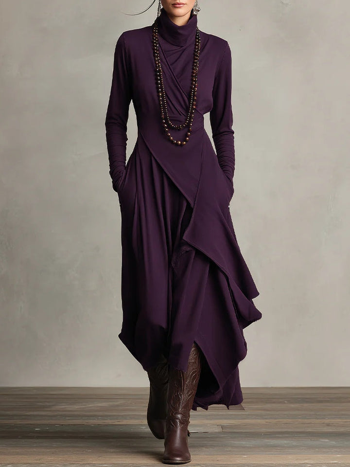 Arielle | Vintage Asymmetrisches Turtleneck Kleid