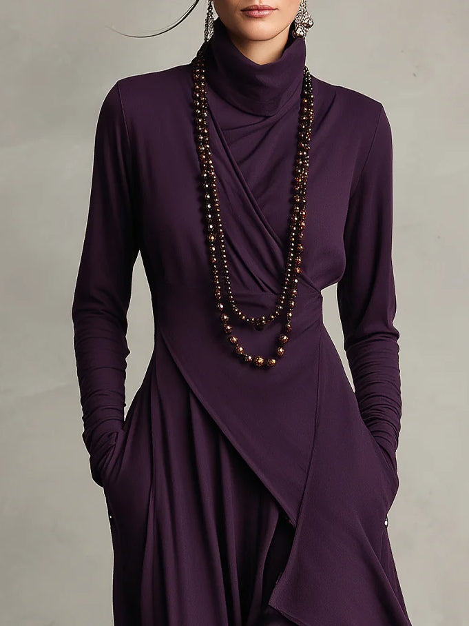 Arielle | Vintage Asymmetrisches Turtleneck Kleid