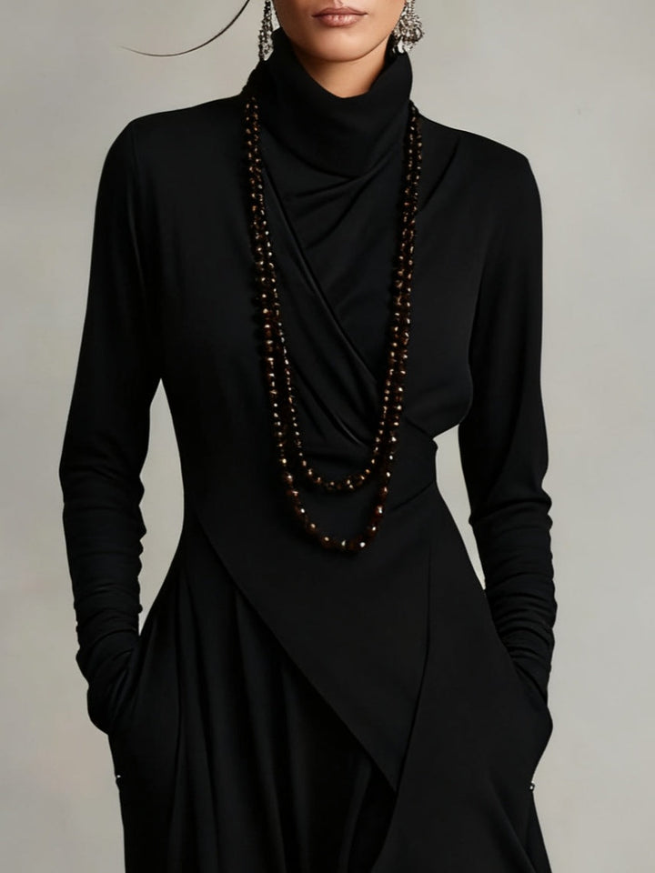 Arielle | Vintage Asymmetrisches Turtleneck Kleid