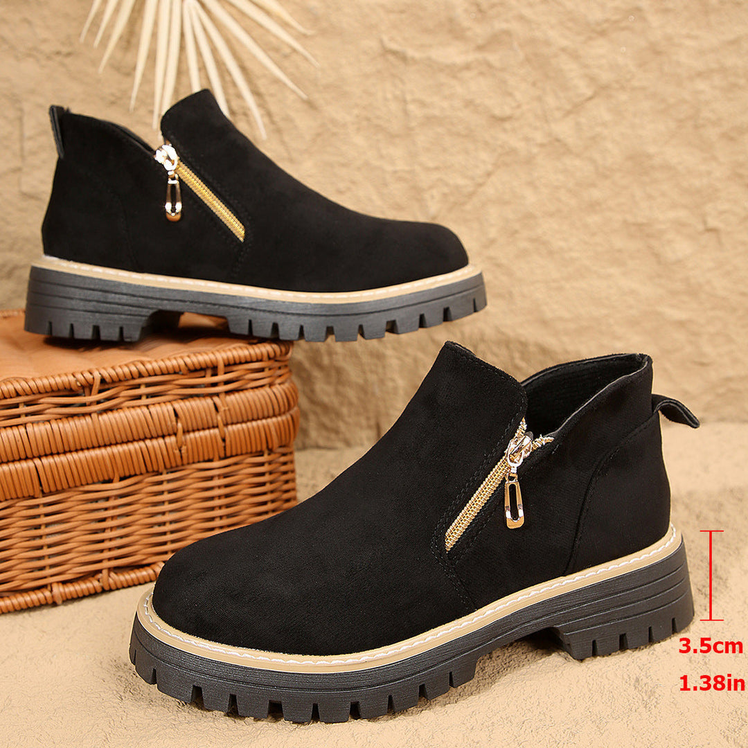 Stiefeletten für Damen mit seitlichem Reißverschluss und grober Sohle