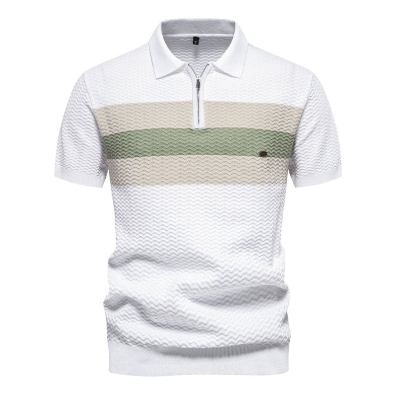 Herren Poloshirt mit Streifen und Reißverschluss | Sommer