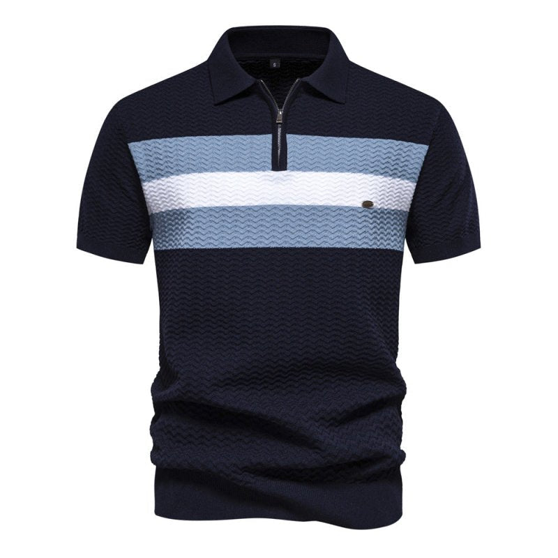 Herren Poloshirt mit Streifen und Reißverschluss | Sommer