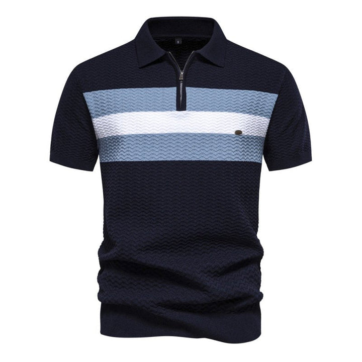Herren Poloshirt mit Streifen und Reißverschluss | Sommer