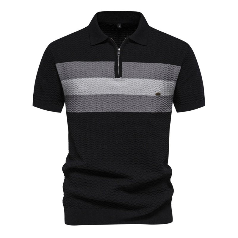 Herren Poloshirt mit Streifen und Reißverschluss | Sommer