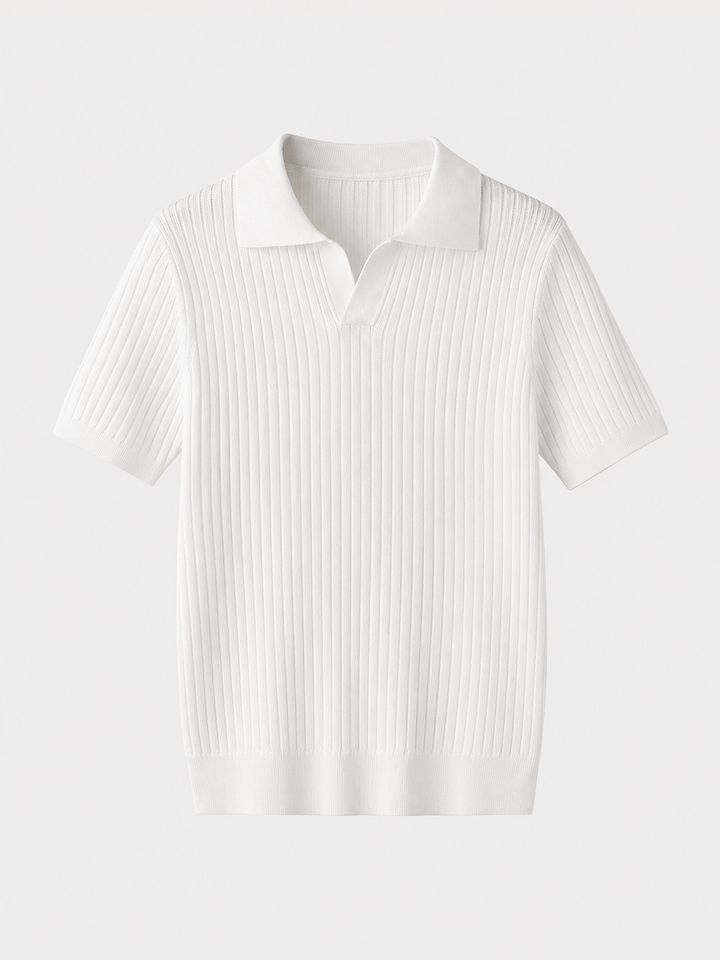 Herren Ribbed Polo-Shirt | Kurzarm