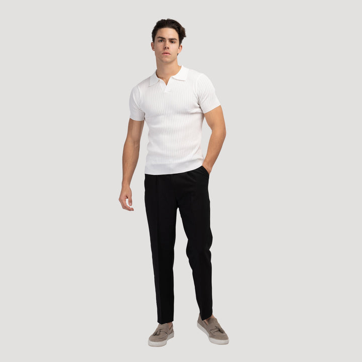 Herren Ribbed Polo-Shirt | Kurzarm