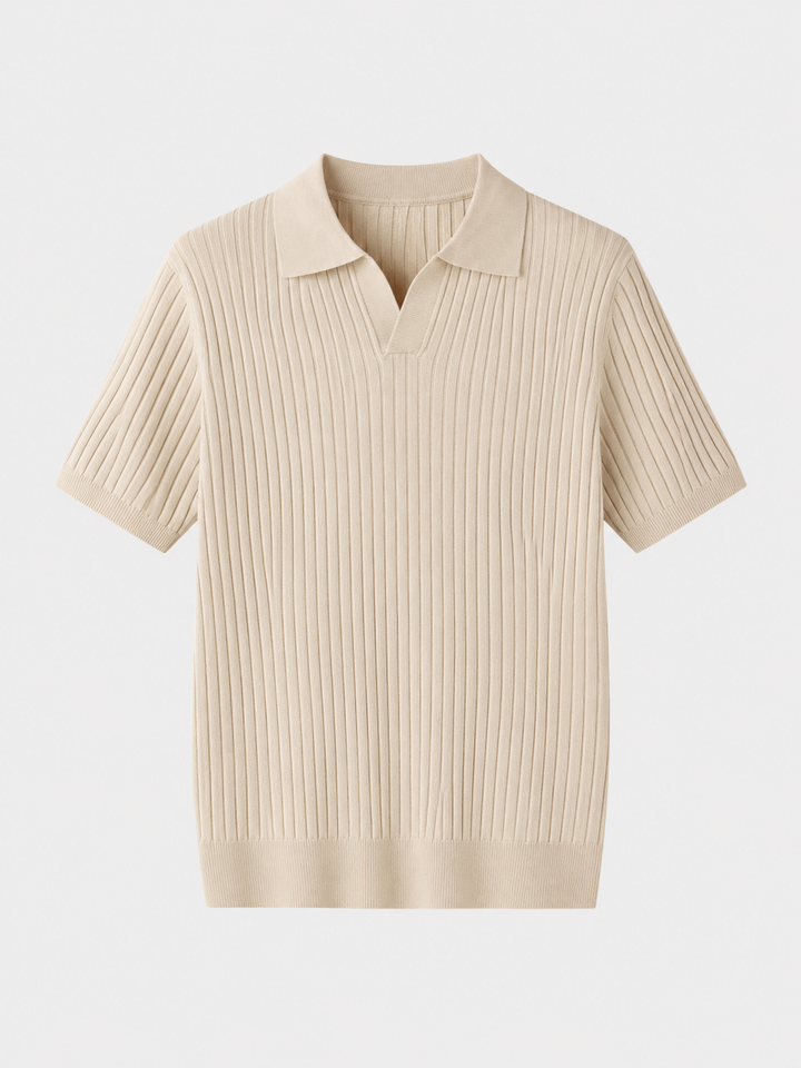 Herren Ribbed Polo-Shirt | Kurzarm
