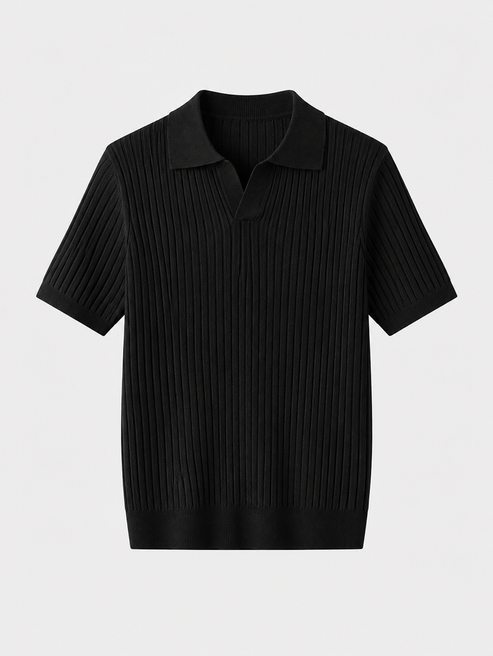 Herren Ribbed Polo-Shirt | Kurzarm
