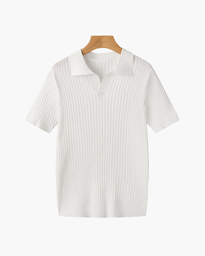 Herren Ribbed Polo-Shirt | Kurzarm