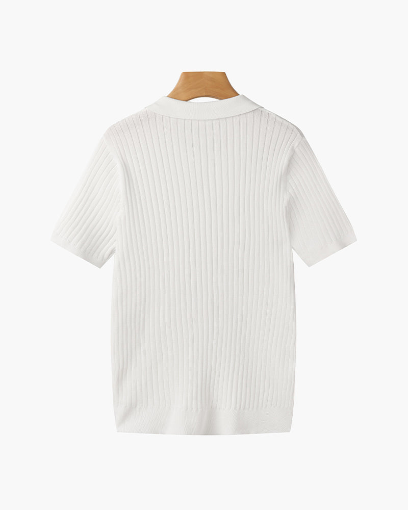 Herren Ribbed Polo-Shirt | Kurzarm