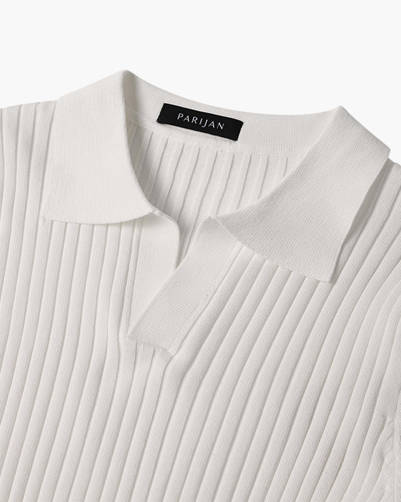 Herren Ribbed Polo-Shirt | Kurzarm