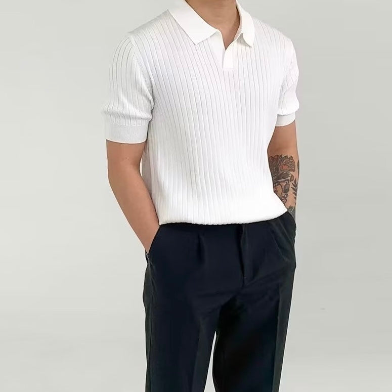 Herren Ribbed Polo-Shirt | Kurzarm