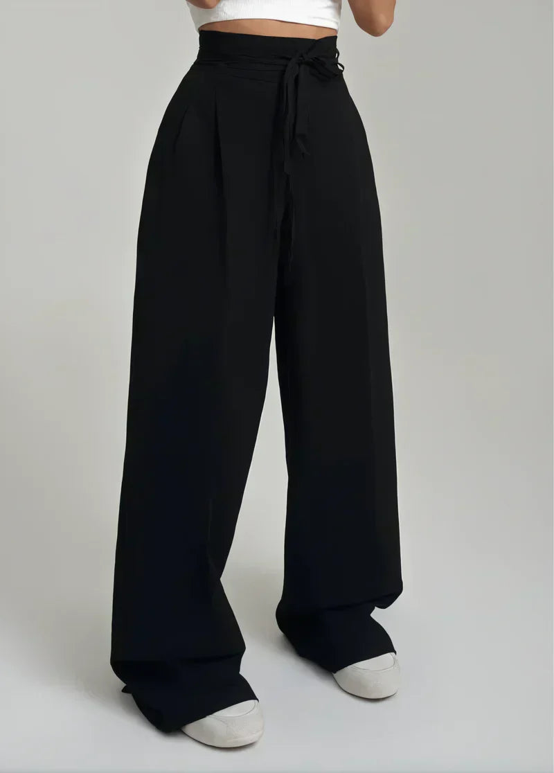 Stoffhose Damen I hochtailliert mit breitem Bein