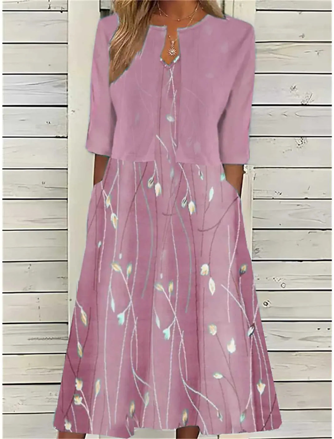 Zweiteiler Damen Floral Slim Fit Freizeit