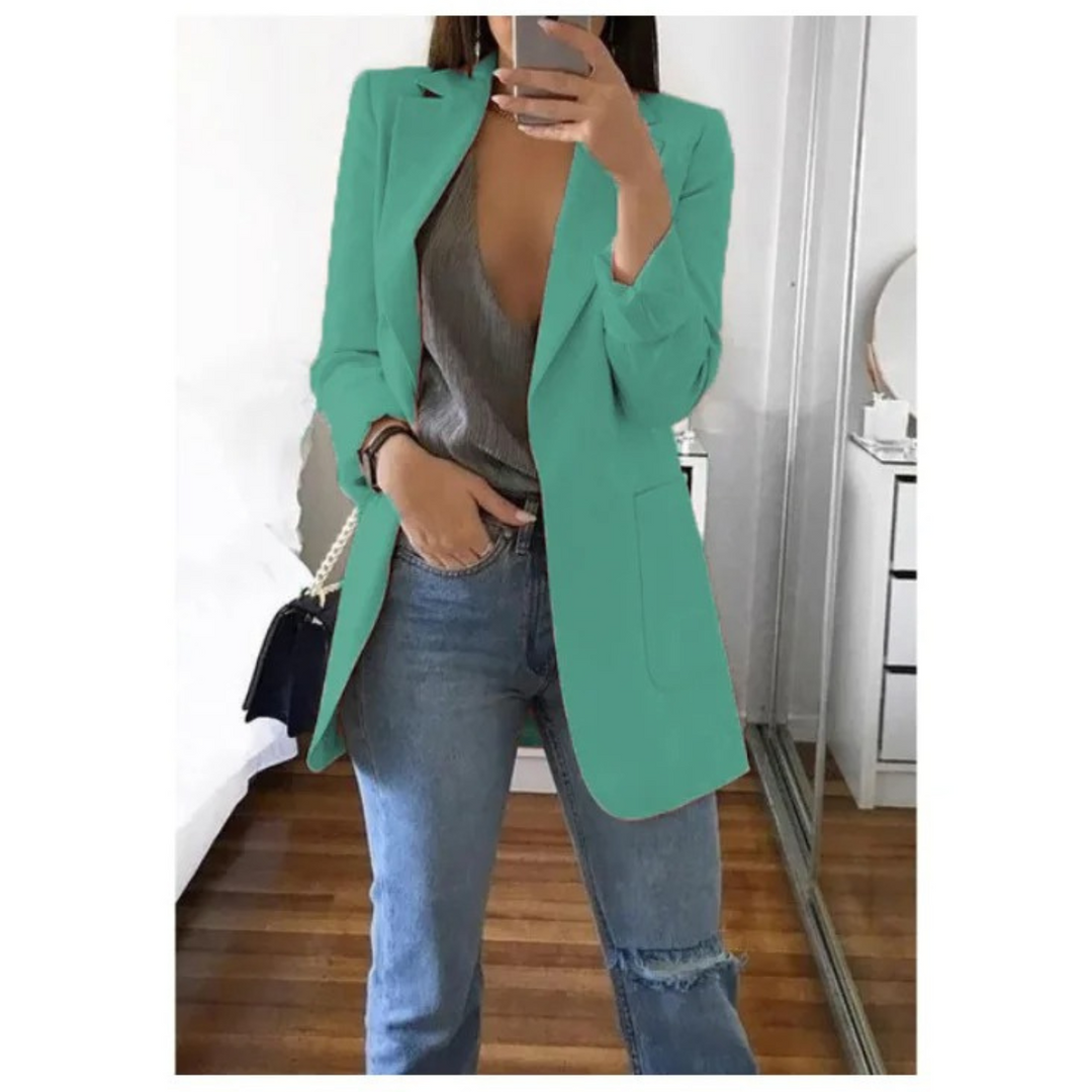 Damen Blazer Lang Regular Fit Business Elegant
