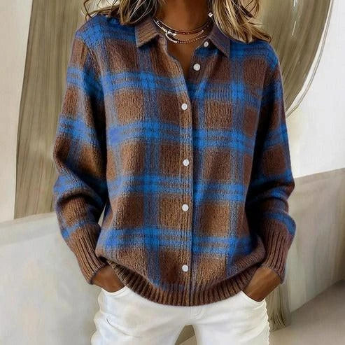 Anna | Karierter Strickcardigan