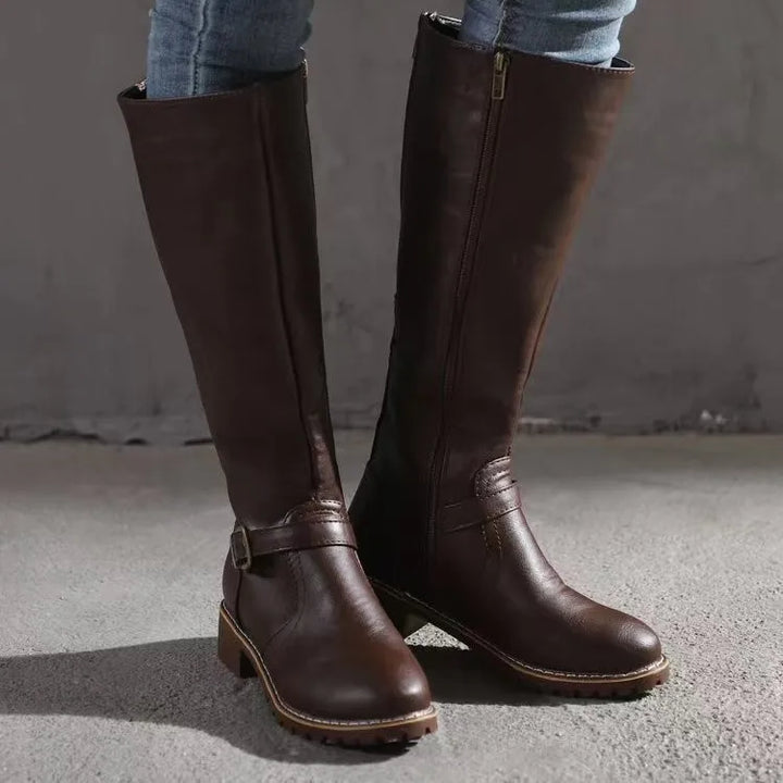 Damen Orthopädische Schnallen Lederstiefel
