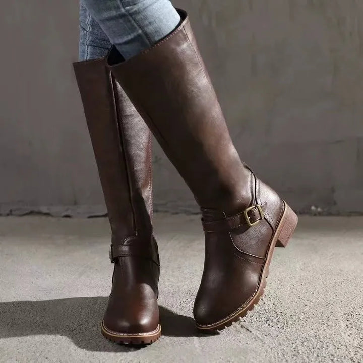 Damen Orthopädische Schnallen Lederstiefel