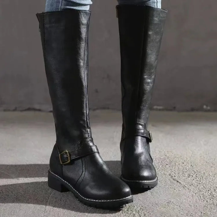 Damen Orthopädische Schnallen Lederstiefel