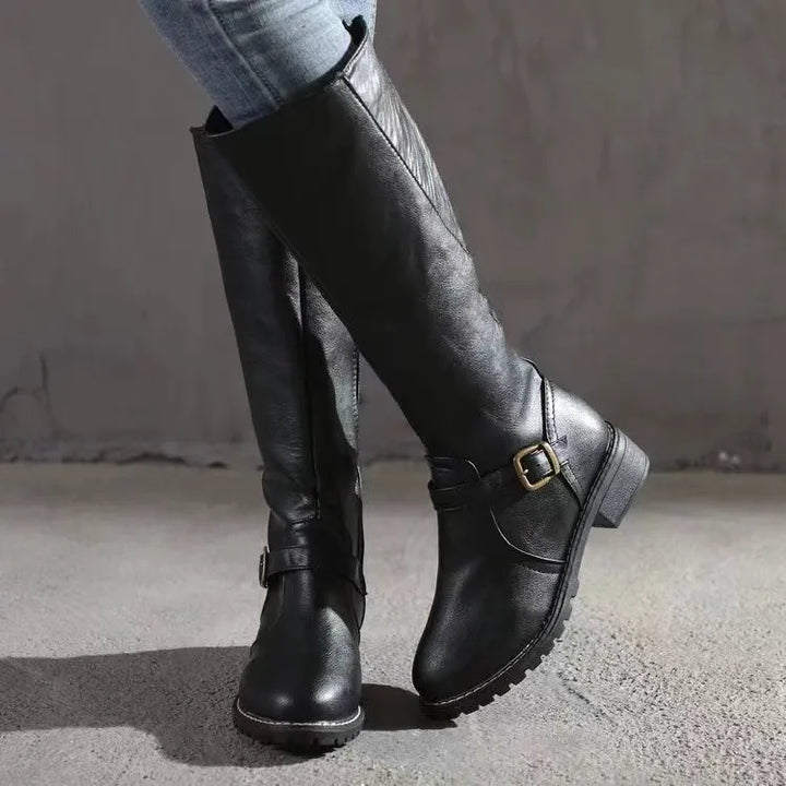 Damen Orthopädische Schnallen Lederstiefel