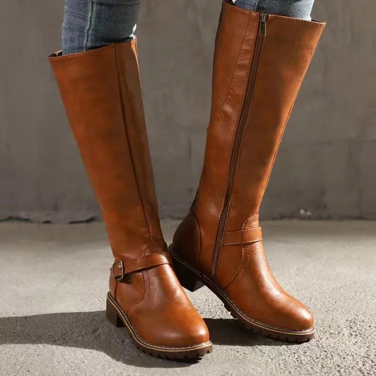 Damen Orthopädische Schnallen Lederstiefel