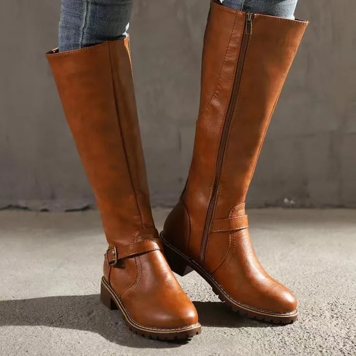 Damen Orthopädische Schnallen Lederstiefel